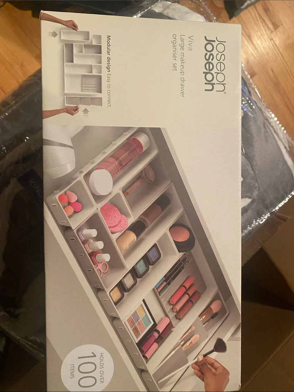 NIB Joseph Joseph Drawer Organizer Tray Beige Storage for Makeup and Accessories